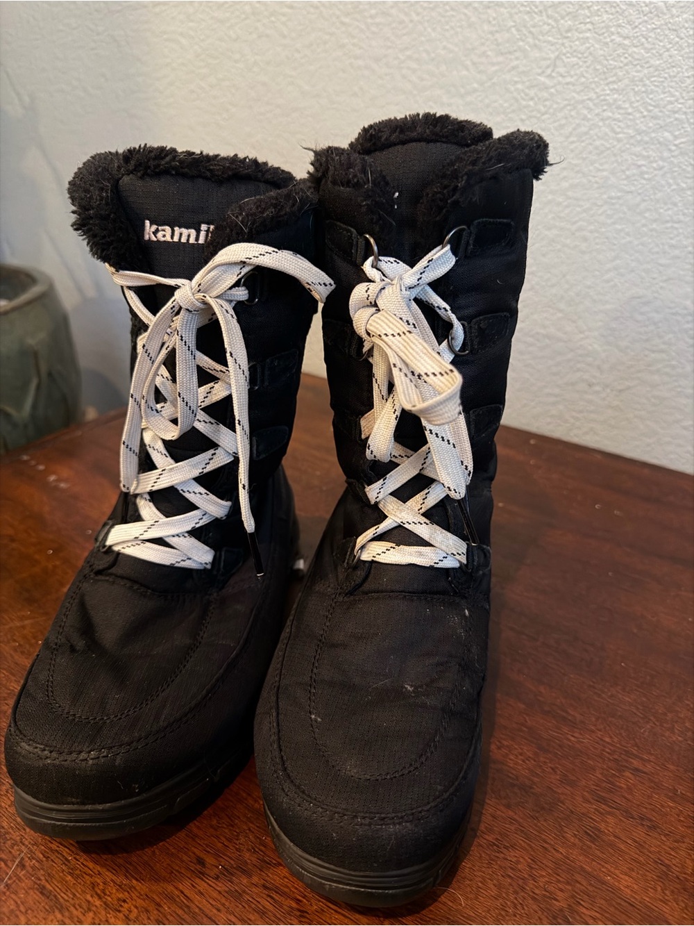Kamik Black Snow Boots with White Laces